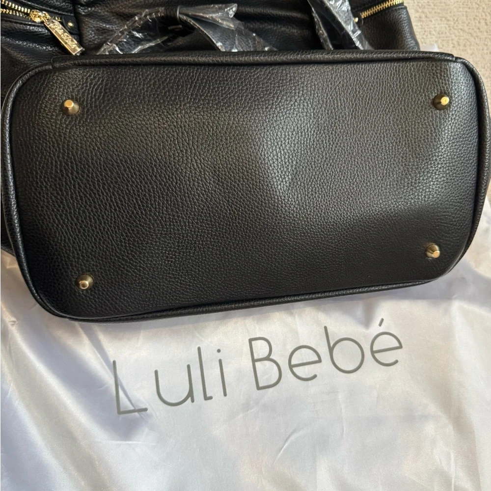 Luli Bebé Monaco Black Quilted Diaper Bag NWT